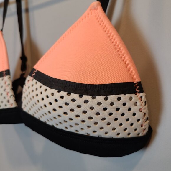 Triangl Bikini Top Womens Extra Small Orange White Mesh Swimsuit - Picture 2 of 7
